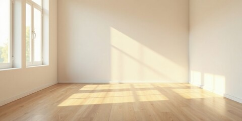 Sunlit Empty Room with Hardwood Floor and White Walls, Perfect for Interior Design Projects or Real Estate Listings