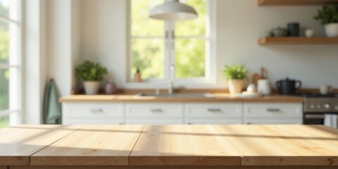 Sunlit Kitchen Tabletop A Bright, Airy Setting for Product Display and Culinary Inspiration