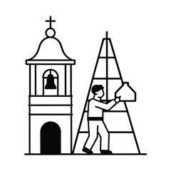 Honduran Church Builder Working on Bell Tower