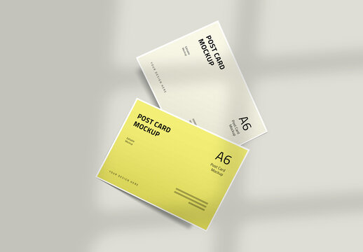 Mockup Of Two Customizable A6 Postcards