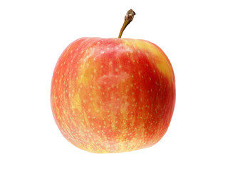 Fresh red apple on a transparent background with bright colors and round shape, suitable for healthy snacks or desserts