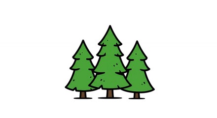 Three simple evergreen trees illustration