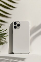 Minimalist White Phone Case with Green Leaf Background