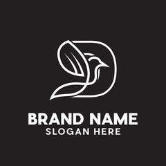 simple letter D Bird modern line design template