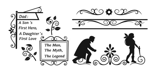 Celebrate the special bond between fathers and children with this heartwarming Happy Father’s Day vector icon set. Featuring a variety of high-quality illustrations including dads with kids, gifts.