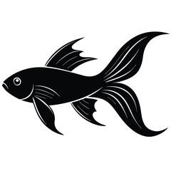 Obraz premium the silhouette of an arowana fish with long fins and scales