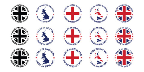 set of  made in england circle sign label design vector	
