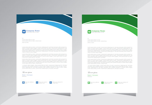 Colorful business letterhead template design. creative letterhead template design with blue and green color. A4 letterhead template design. modern letterhead design template. Vector eps 10 - Powered by Adobe