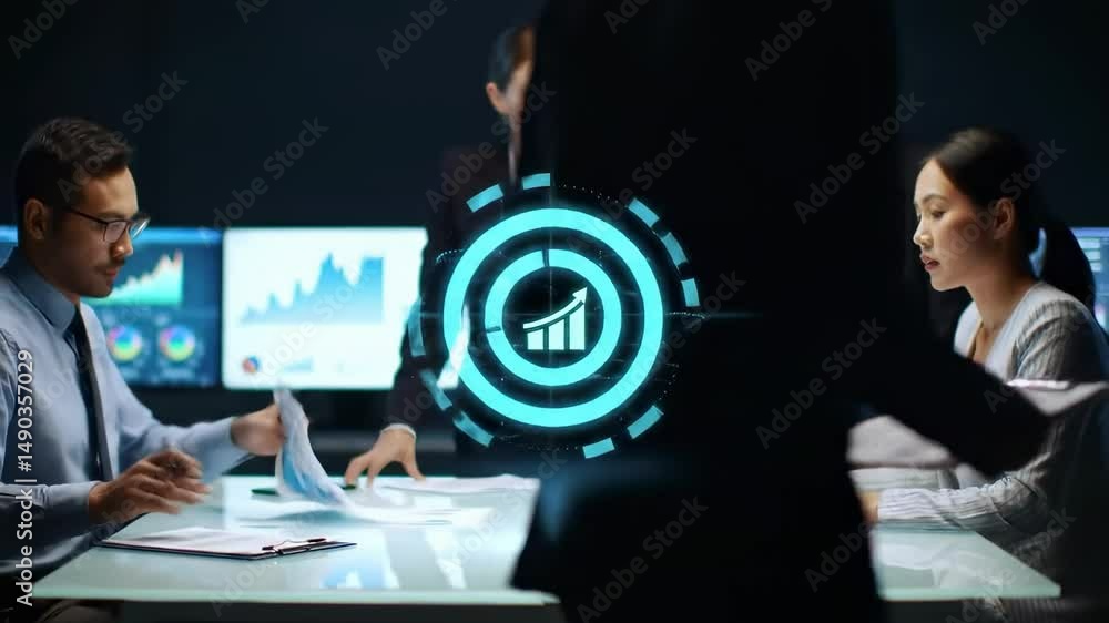 Poster a diverse group of business professionals collaborating around a table in a modern office setting, a