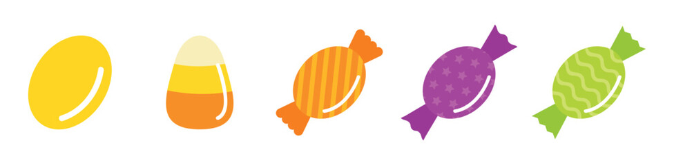 Color candy icon set. Candy element vector collection. Lolli pop icons. Vector illustration eps 10