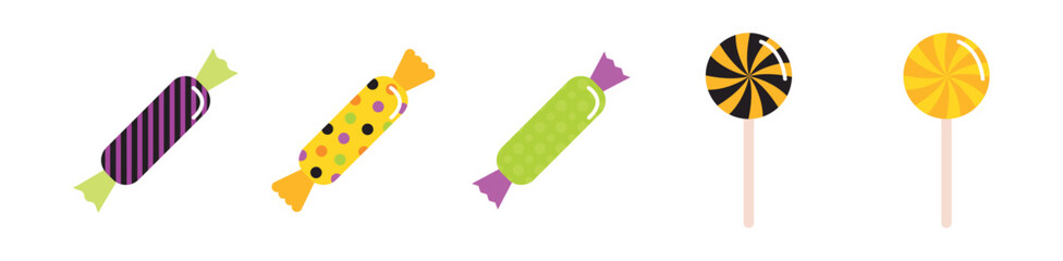 Color candy icon set. Candy element vector collection. Lolli pop icons. Vector illustration eps 10