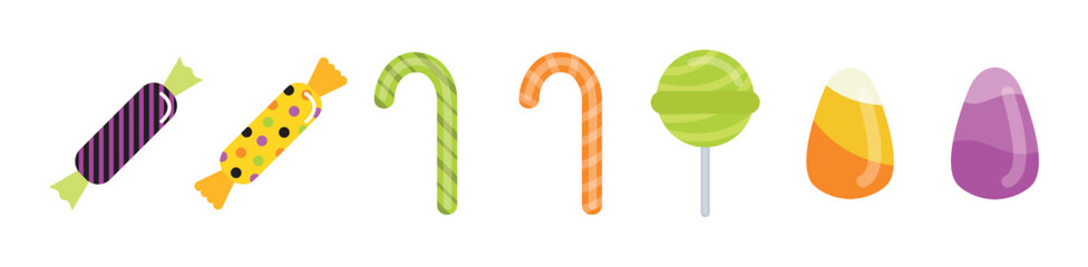 Color candy icon set. Candy element vector collection. Lolli pop icons. Vector illustration eps 10