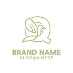 Minimal Letter Q Bird Design Template, for your company