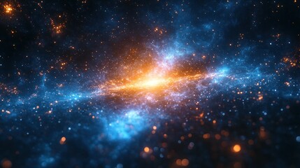 Fototapeta premium Cosmic Nebula: A Celestial Dance of Blue and Orange
