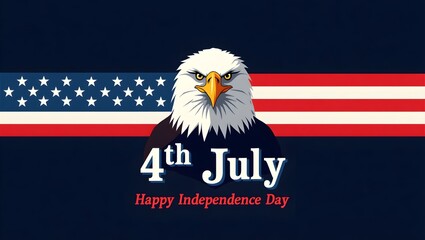Happy Independence Day Banner with Eagle