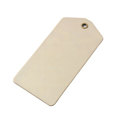 beige blank price tag 3d render icon isolated on transparent background