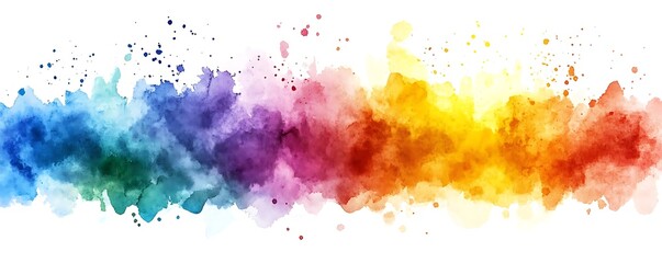 Fototapeta premium Rainbow watercolor splash banner