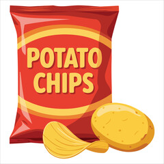 Crunchy snack bag unhealthy food isolated vector illustration