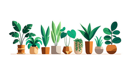 Obraz premium Houseplant Collection: A vibrant collection of houseplants, showcasing a diverse range of species with distinctive foliage and pot styles, adding a touch of life and nature to any indoor space. 