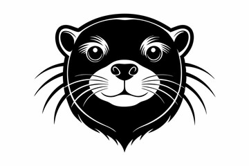 otter head silhouette line art vector illustration with a white background