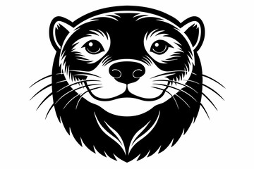 otter head silhouette line art vector illustration with a white background