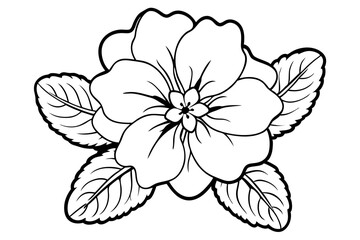 Fototapeta premium primrose flower silhouette line art vector illustration with a white background