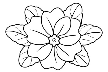 Fototapeta premium primrose flower silhouette line art vector illustration with a white background