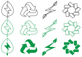 Fototapeta premium Green Energy and Recycling Symbol Set Vector
