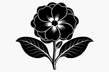 primrose flower silhouette line art vector illustration with a white background