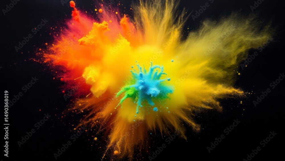 Aufkleber abstract background. explosion with alpha color. vibrant color explosion in dark background. holi co