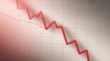 Dramatic Economic Downturn Visualized with a Falling Red Line Chart