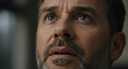 Obraz premium Intrigued adult male portrait