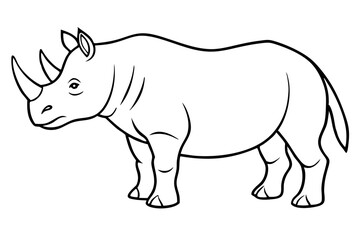 rhino silhouette line art vector illustration with a white background