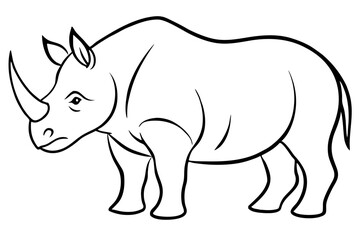rhino silhouette line art vector illustration with a white background