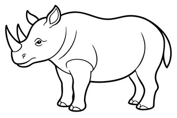 rhino silhouette line art vector illustration with a white background