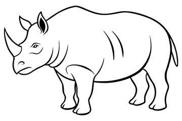 rhino silhouette line art vector illustration with a white background