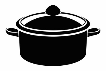 saucepan silhouette line art vector illustration with a white background