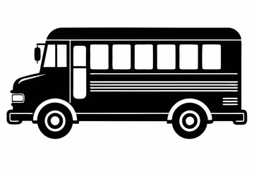 school bus icon silhouette line art vector illustration with a white background