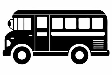school bus icon silhouette line art vector illustration with a white background