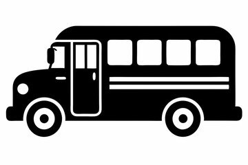 school bus icon silhouette line art vector illustration with a white background
