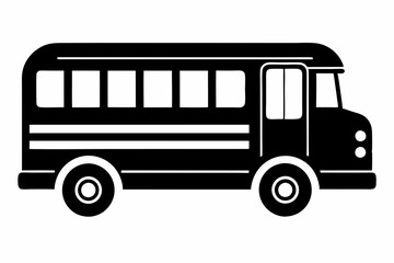 school bus icon silhouette line art vector illustration with a white background