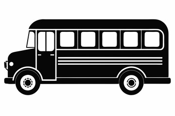 school bus icon silhouette line art vector illustration with a white background