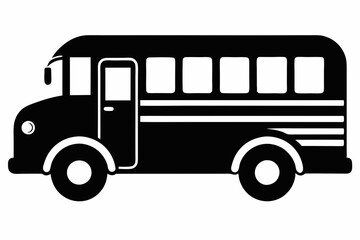 school bus icon silhouette line art vector illustration with a white background
