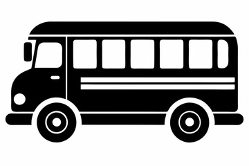 school bus silhouette line art vector illustration with a white background