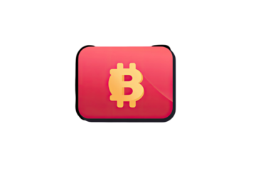 Bitcoin symbol on red button