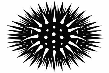 Fototapeta premium sea urchin silhouette line art vector illustration with a white background