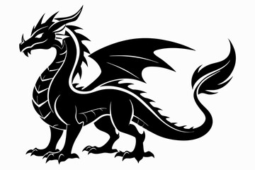 Obraz premium stylized dragon silhouette line art vector illustration with a white background