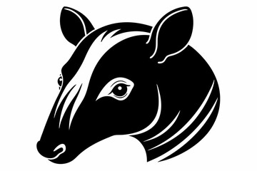 tapir head silhouette line art vector illustration with a white background