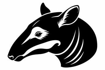 tapir head silhouette line art vector illustration with a white background