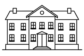 tenement silhouette line art vector illustration with a white background